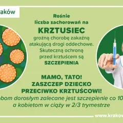 Rośnie liczba zachorowań na krztusiec, groźną chorobę układu oddechowego. Skuteczne są szczepienia. Zaszczep dziecko przeciwko krztuścowi!