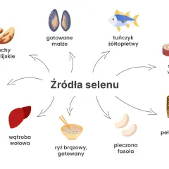 Orzechy brazylijskie, małże, tuńczyk, sardynki, stek wołowy, wątroba, ryż, fasola i chleb pełnoziarnisty to świetne źródła selenu.