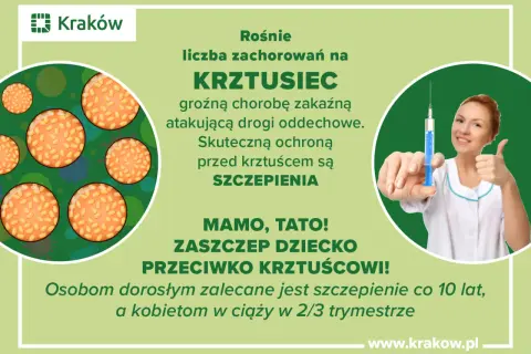 Rośnie liczba zachorowań na krztusiec, groźną chorobę układu oddechowego. Skuteczne są szczepienia. Zaszczep dziecko przeciwko krztuścowi!