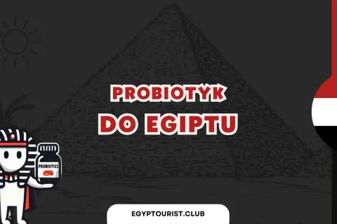 Faraon trzyma buteleczkę probiotyków. Zastanawiasz się, jaki probiotyk przed wyjazdem do Egiptu będzie najlepszy?