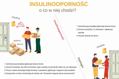 Insulinooporność: kurier z glukozą dzwoni, ale insulina nie otwiera. Problem z dostarczeniem glukozy do komórek.